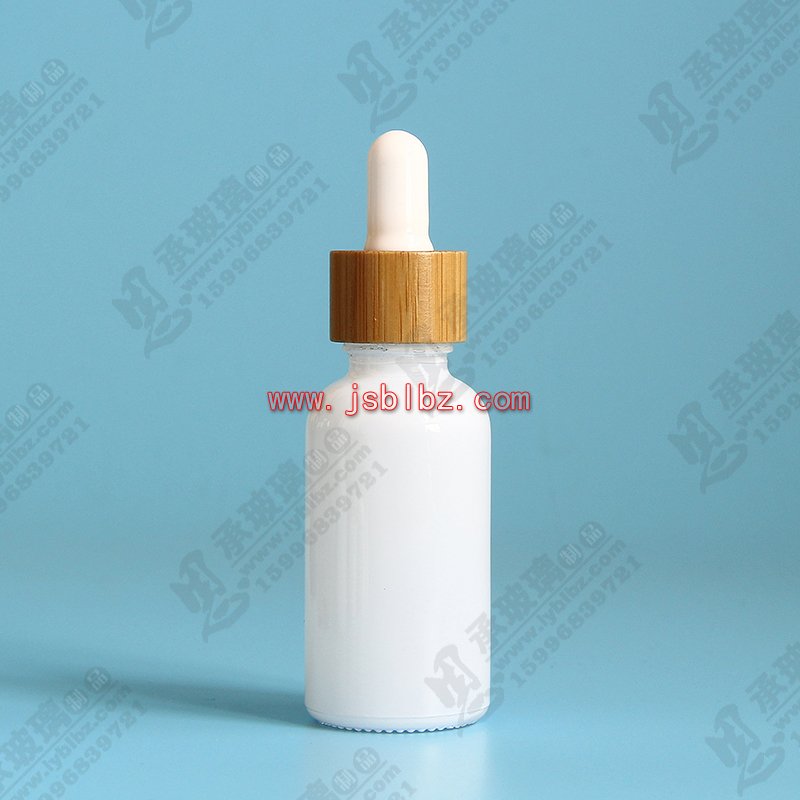 高端化妝品包裝瓶噴涂瓷白色玻璃滴管瓶